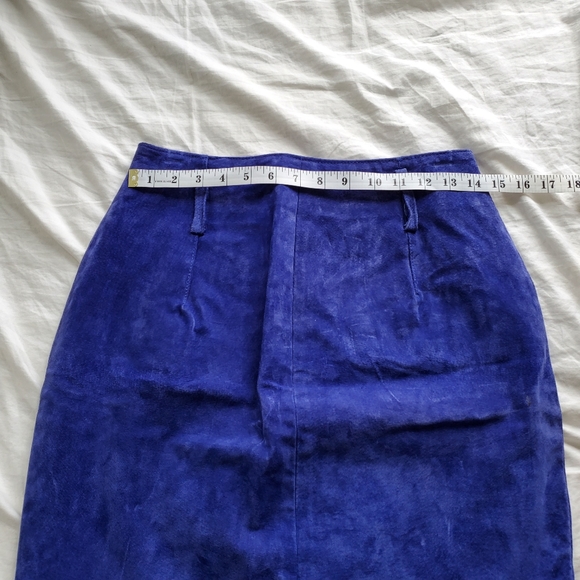 NWT Vintage Express Royal Blue Suede Leather Skirt Size 12 - Picture 6 of 7